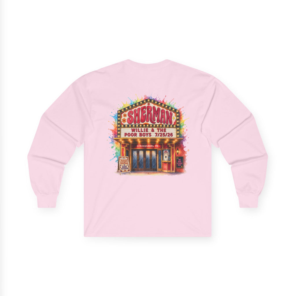 Medium Weight Long Sleeve Tee - Willie & The Poor Boys Sherman Reunion Artwork