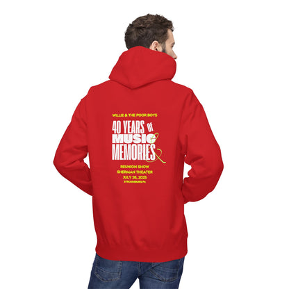 Unisex Reunion Hoodie – 40 Years of Music & Memories with Front Logo (Various Colors Available)