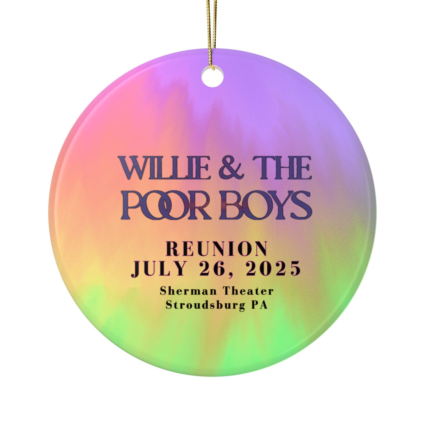 Tie-Dye Ceramic Ornament – 2-Sided Willie & The Poor Boys Reunion Keepsake