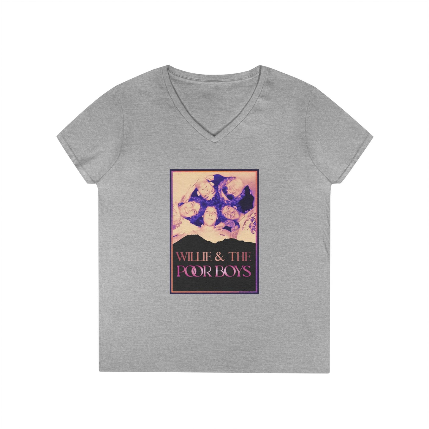 Ladies' V-Neck – Vintage Band Photo Front & 40 Years of Music & Memories Back (Various Colors Available)