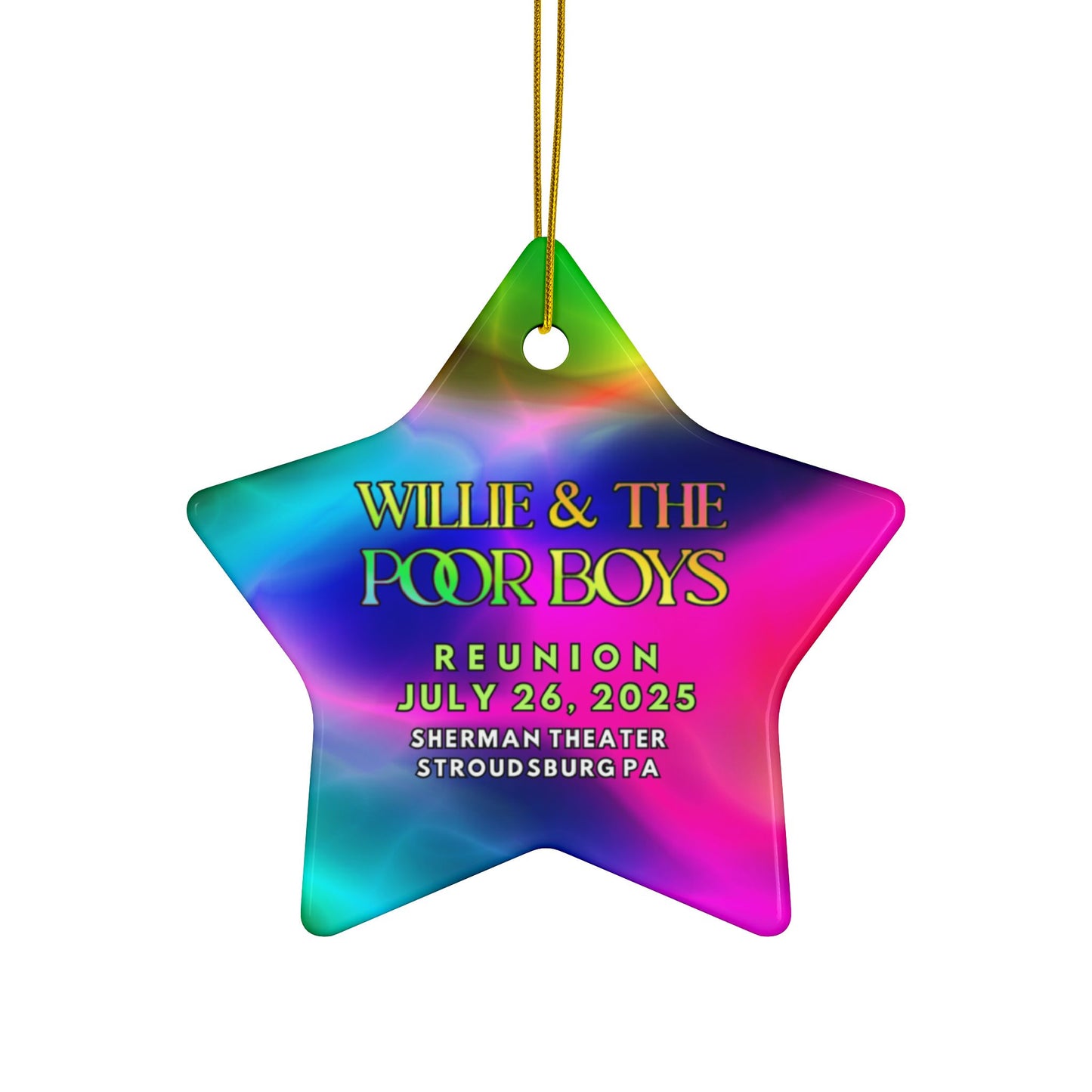 Double-Sided Ceramic Keepsake Ornament  - Willie & The Poor Boys Logo (Circle, Heart, Star, Snowflake)