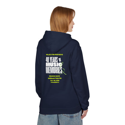 Unisex Reunion Hoodie – 40 Years of Music & Memories with Front Logo (Various Colors Available)