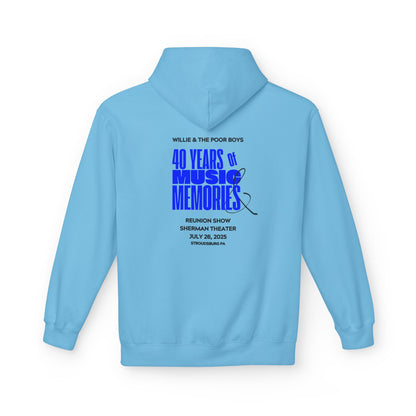 Unisex Reunion Hoodie – Poor Boys Logo Front with 40 Years of Music & Memories Back (Various Colors Available)