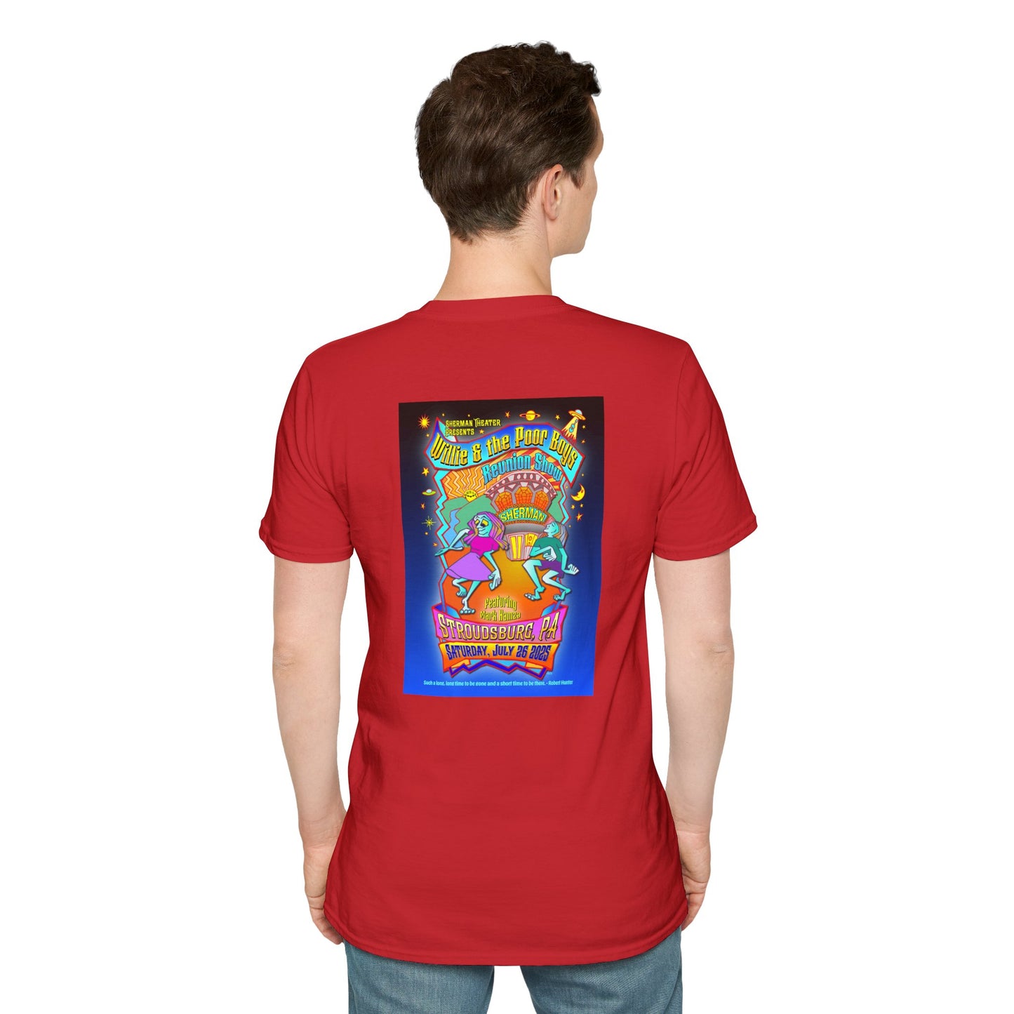 Solid Colors – 2025 Reunion Tee with Hand-Drawn Back Design and Pocket-Size Front Logo Softstyle T-Shirt (Various Colors Available)
