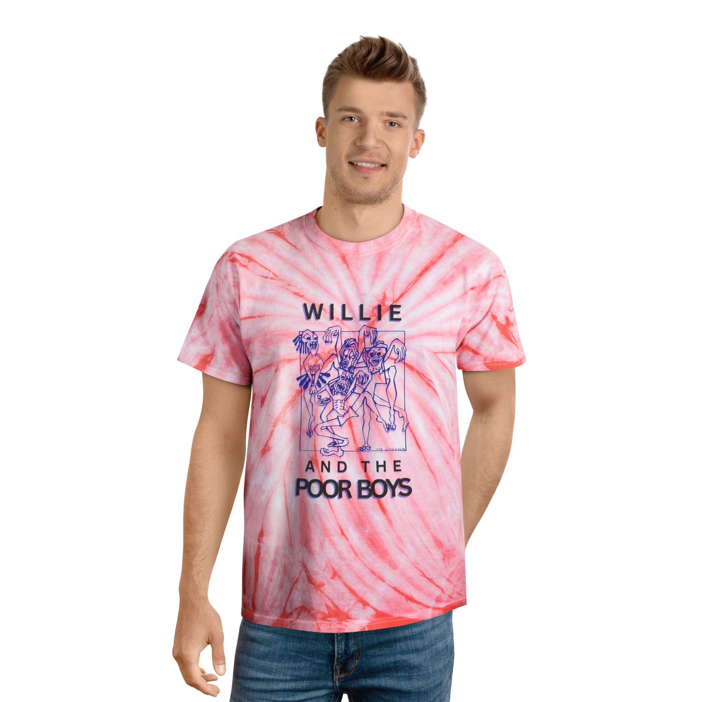 Tie-Dye "One More Saturday Night" Vintage Band Photo Back with Front Logo - Unisex T-Shirt (4 colors available)