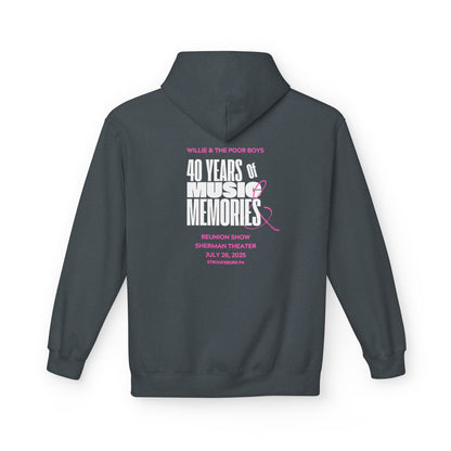 Unisex Reunion Hoodie – Poor Boys Logo Front with 40 Years of Music & Memories Back (Various Colors Available)