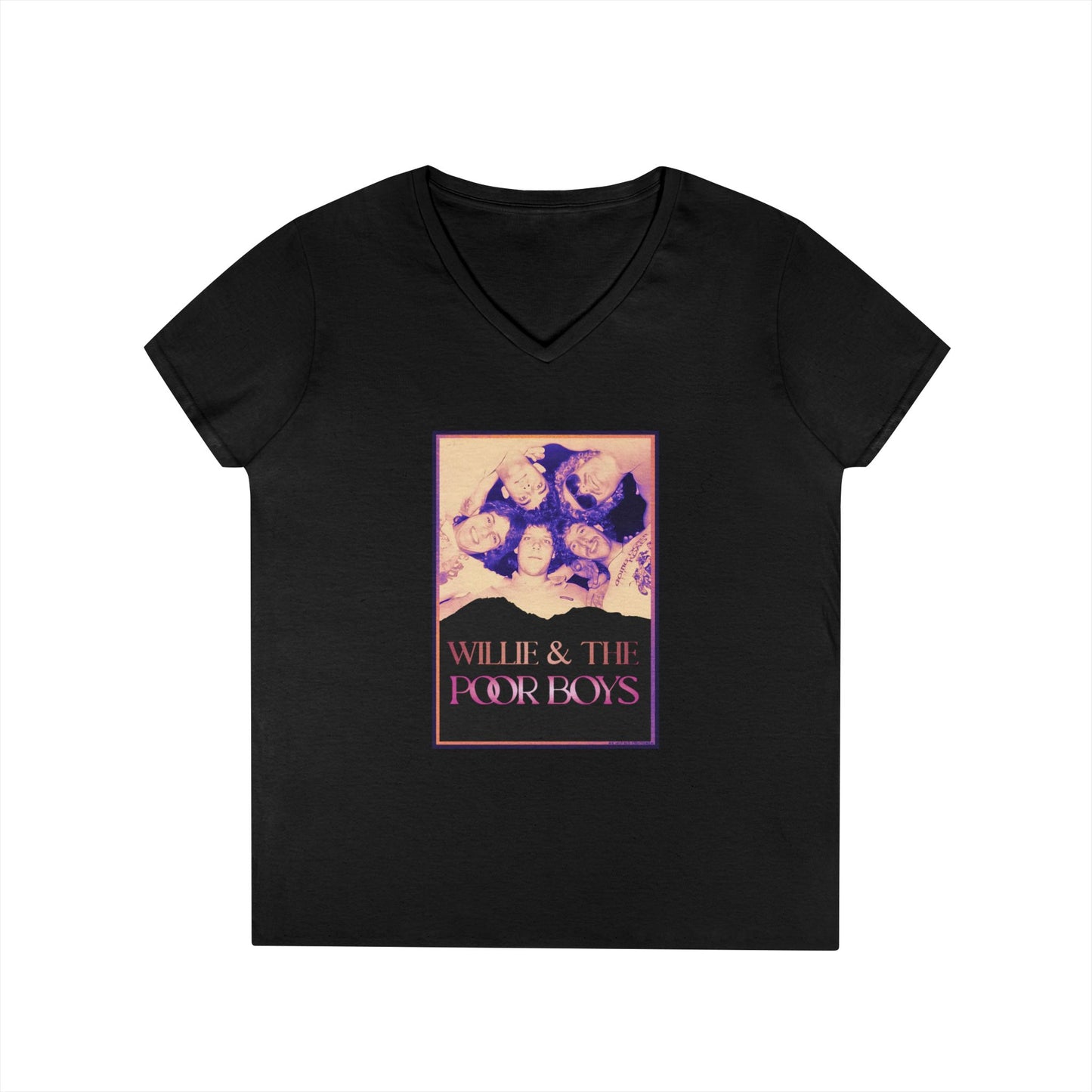 Ladies' V-Neck – Vintage Band Photo Front & 40 Years of Music & Memories Back (Various Colors Available)