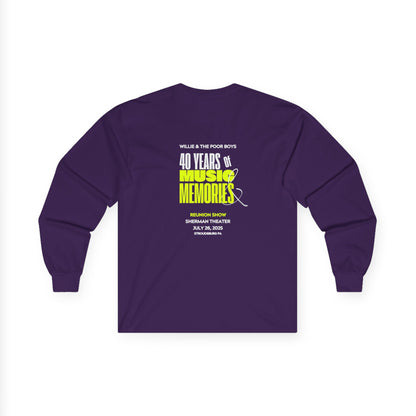 Unisex Long Sleeve Tee - 2025 Reunion Hand-Drawn Front with "Music & Memories" Artwork Back (Various Colors Available)