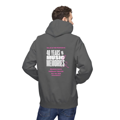 Unisex Reunion Hoodie – Poor Boys Logo Front with 40 Years of Music & Memories Back (Various Colors Available)