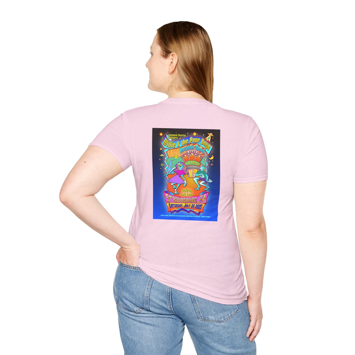 Solid Colors – 2025 Reunion Tee with Hand-Drawn Back Design and Pocket-Size Front Logo Softstyle T-Shirt (Various Colors Available)