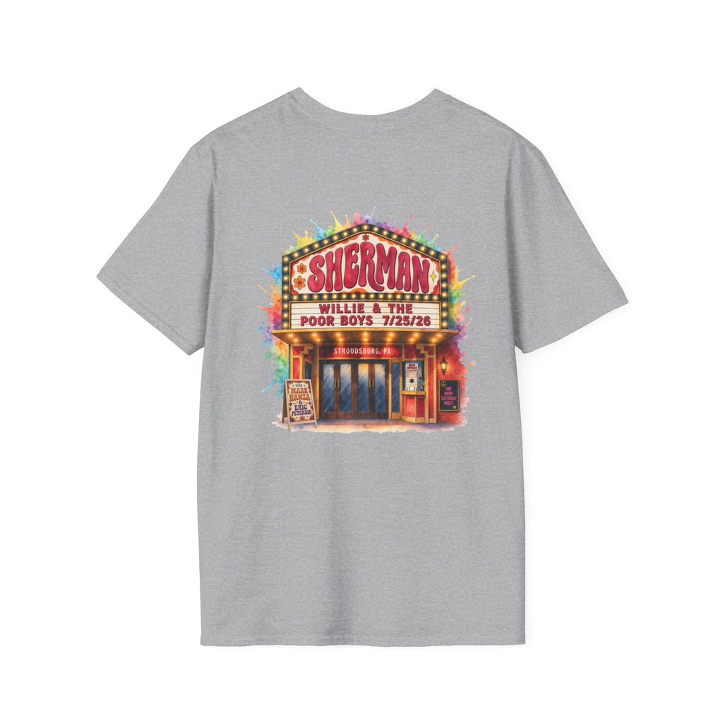Unisex Willie & The Poor Boys Color Splash Sherman Reunion 2026 Sherman Theater Softstyle T-Shirt