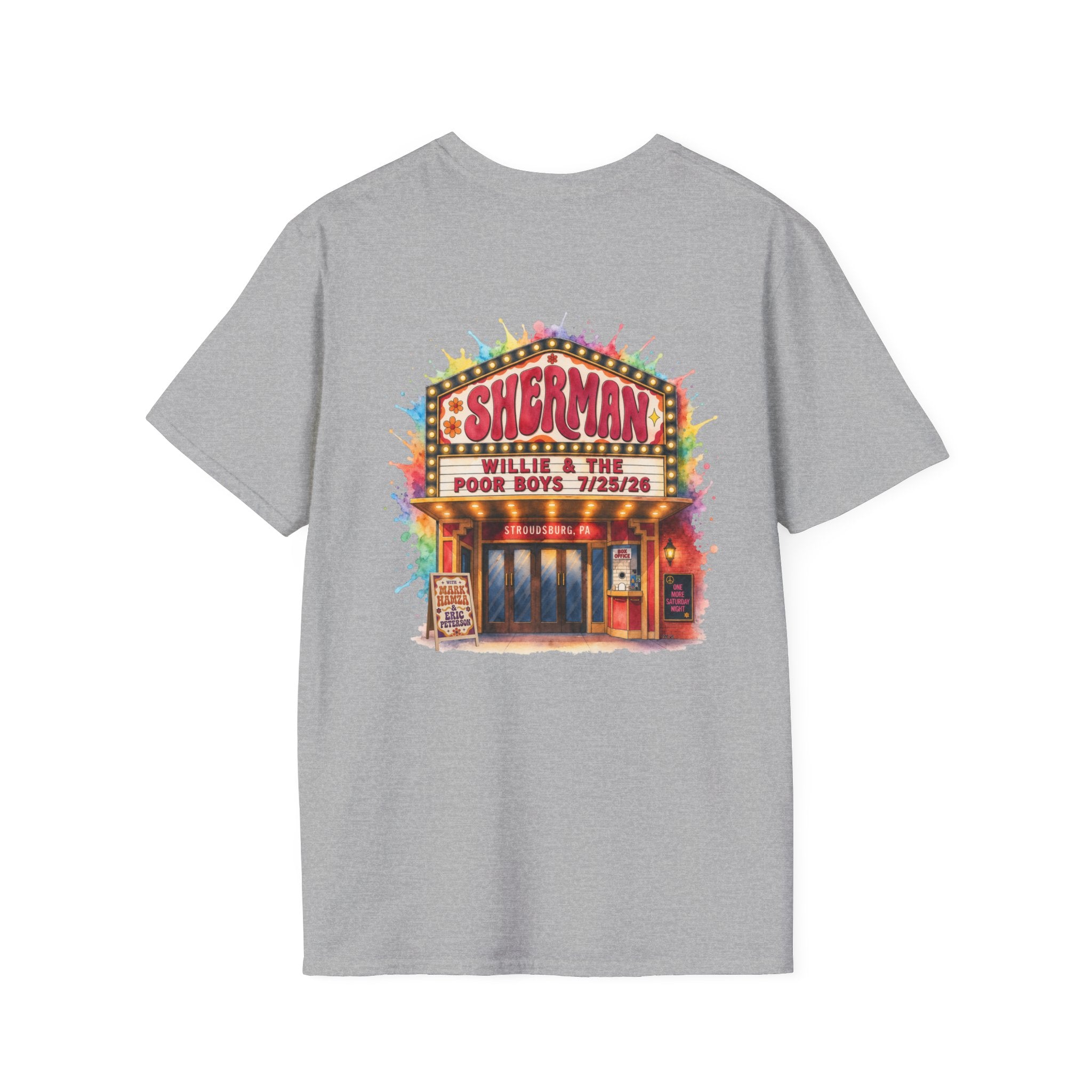 Unisex Willie & The Poor Boys Color Splash Sherman Reunion 2026 Sherman Theater Softstyle T-Shirt