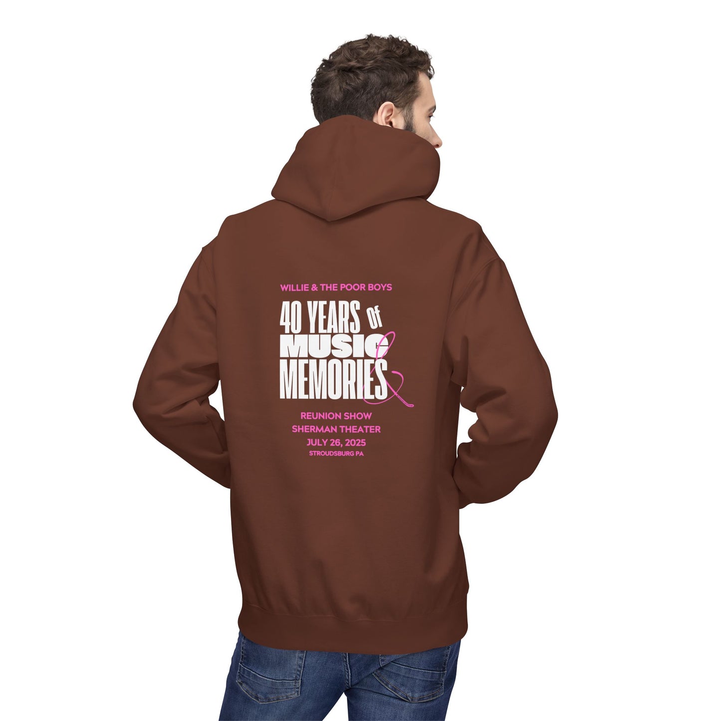 Unisex Reunion Hoodie – Poor Boys Logo Front with 40 Years of Music & Memories Back (Various Colors Available)