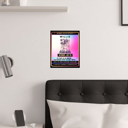 Reunion Concert Poster (Pink Hues) – Willie and the Poor Boys (Satin Finish, Retro Design)