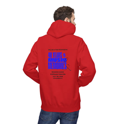 Unisex Reunion Hoodie – Poor Boys Logo Front with 40 Years of Music & Memories Back (Various Colors Available)