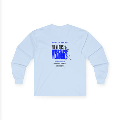 Unisex Long Sleeve Tee - 2025 Reunion Hand-Drawn Front with "Music & Memories" Artwork Back (Various Colors Available)