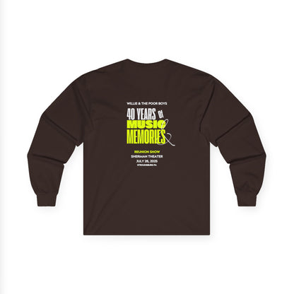 Unisex Long Sleeve Tee - 2025 Reunion Hand-Drawn Front with "Music & Memories" Artwork Back (Various Colors Available)