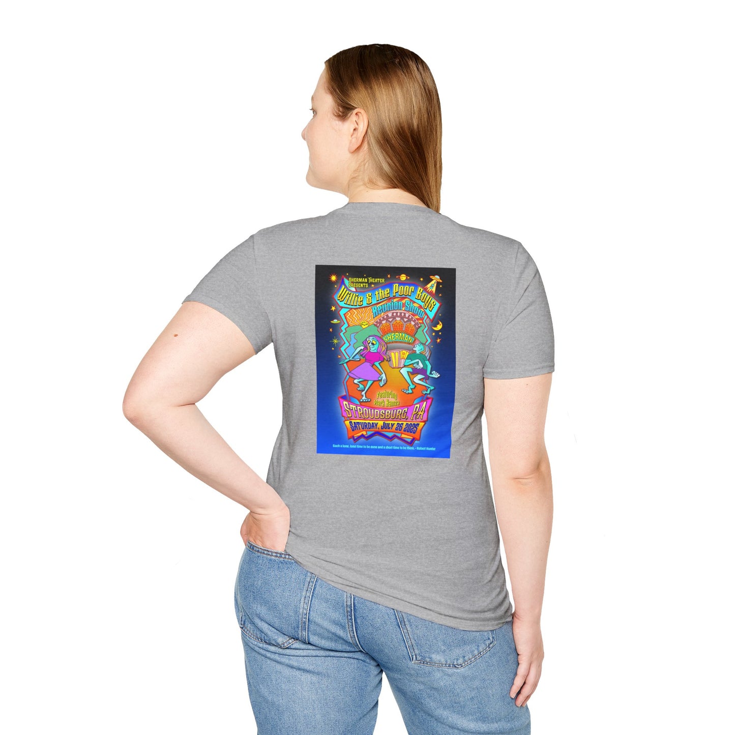 Solid Colors – 2025 Reunion Tee with Hand-Drawn Back Design and Pocket-Size Front Logo Softstyle T-Shirt (Various Colors Available)