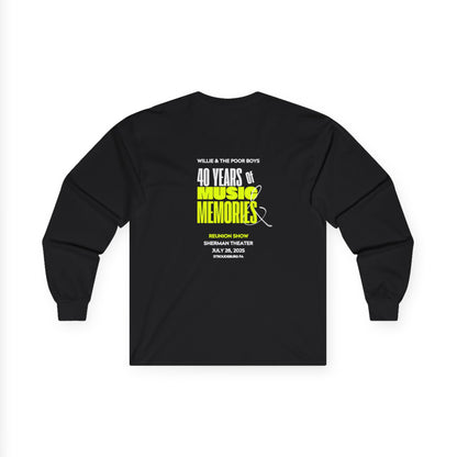 Unisex Long Sleeve Tee - 2025 Reunion Hand-Drawn Front with "Music & Memories" Artwork Back (Various Colors Available)