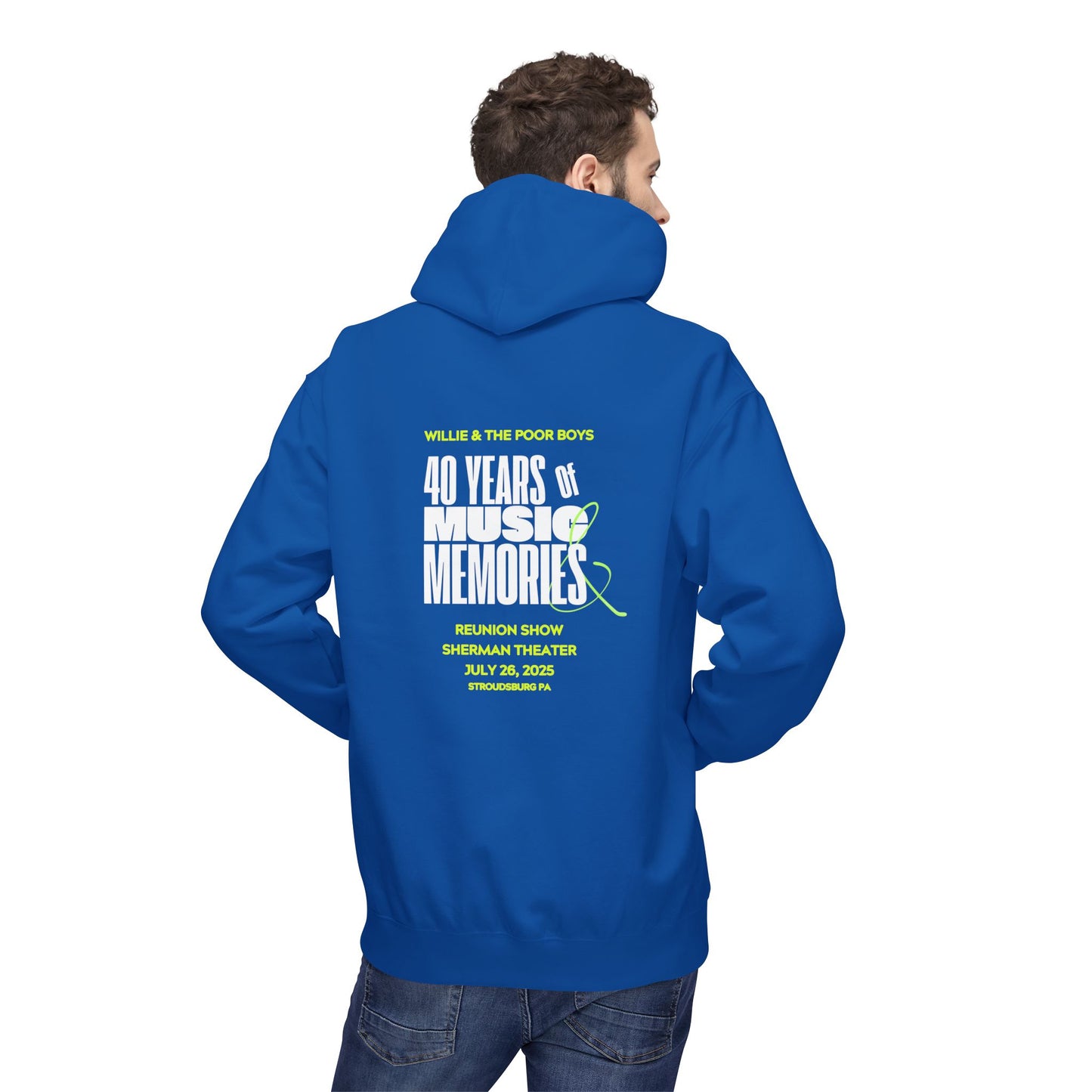 Unisex Reunion Hoodie – 40 Years of Music & Memories with Front Logo (Various Colors Available)