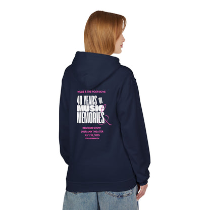 Unisex Reunion Hoodie – Poor Boys Logo Front with 40 Years of Music & Memories Back (Various Colors Available)
