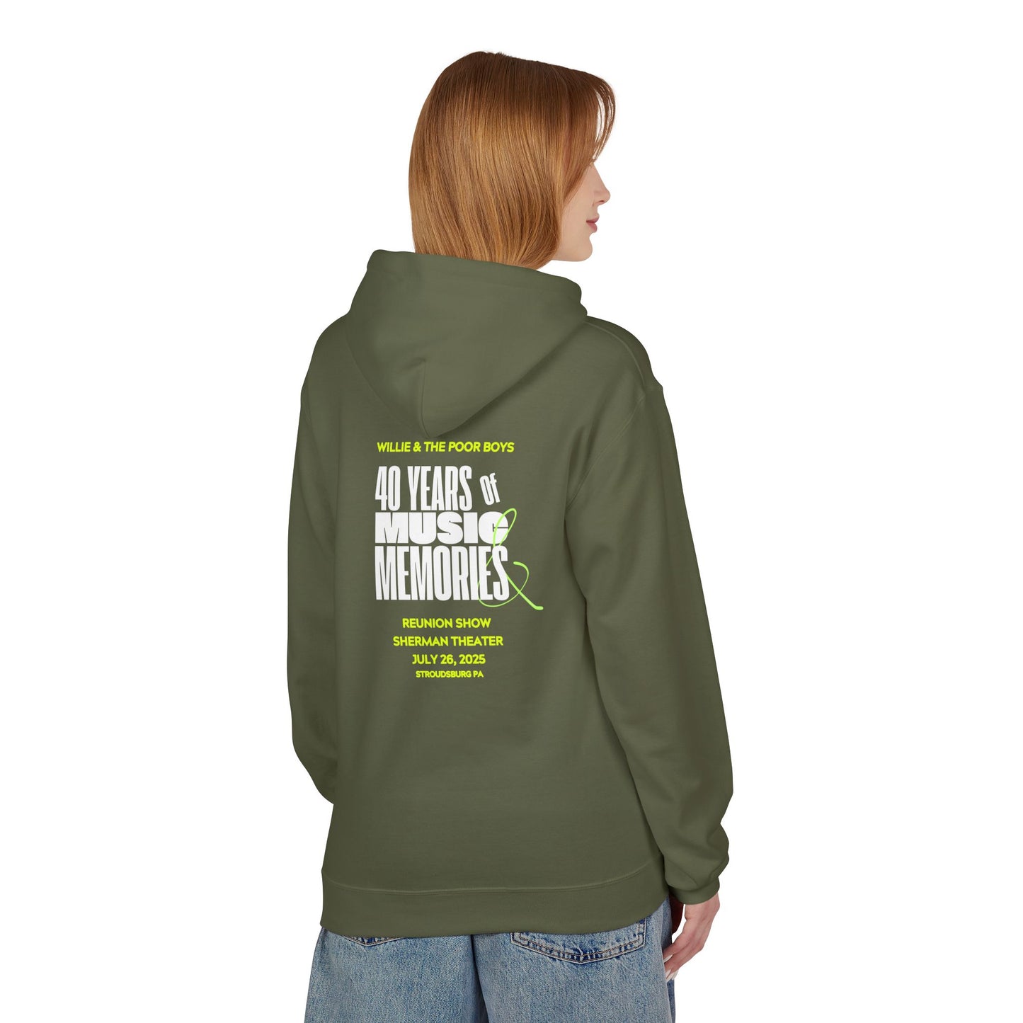 Unisex Reunion Hoodie – 40 Years of Music & Memories with Front Logo (Various Colors Available)