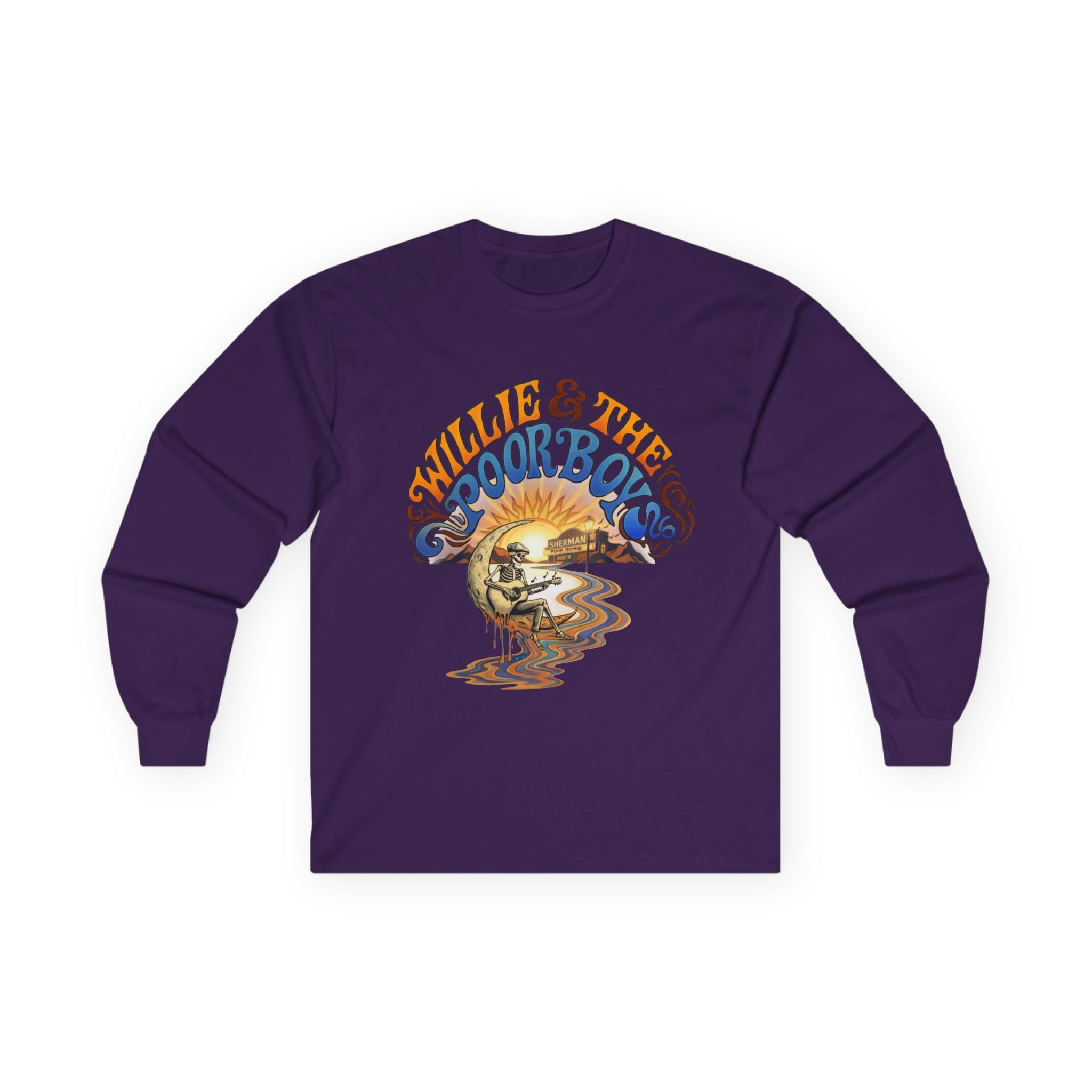 Medium Weight Long Sleeve Shirt - Willie & The Poor Boys Sherman Reunion Artwork