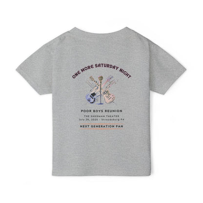 Toddler “Next Generation Fan” T-Shirt with Band Logo Front & “One More Saturday Night” Back