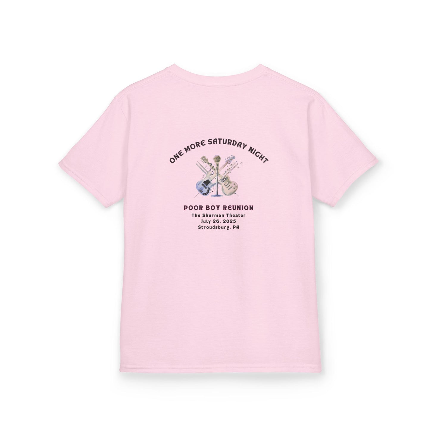 Kids Tee - "One More Saturday Night" with Instruments Artwork Back & Band Logo Front