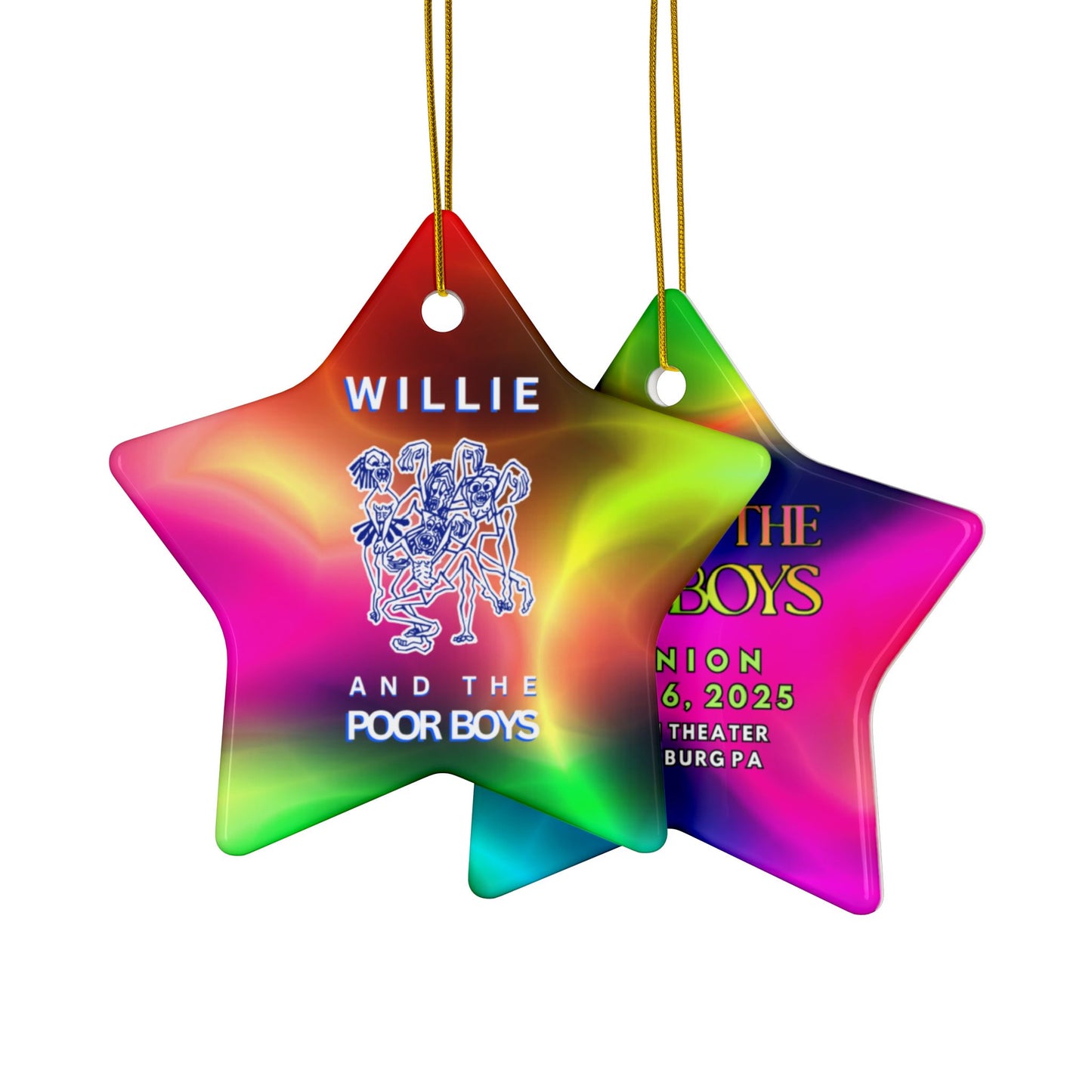 Double-Sided Ceramic Keepsake Ornament  - Willie & The Poor Boys Logo (Circle, Heart, Star, Snowflake)