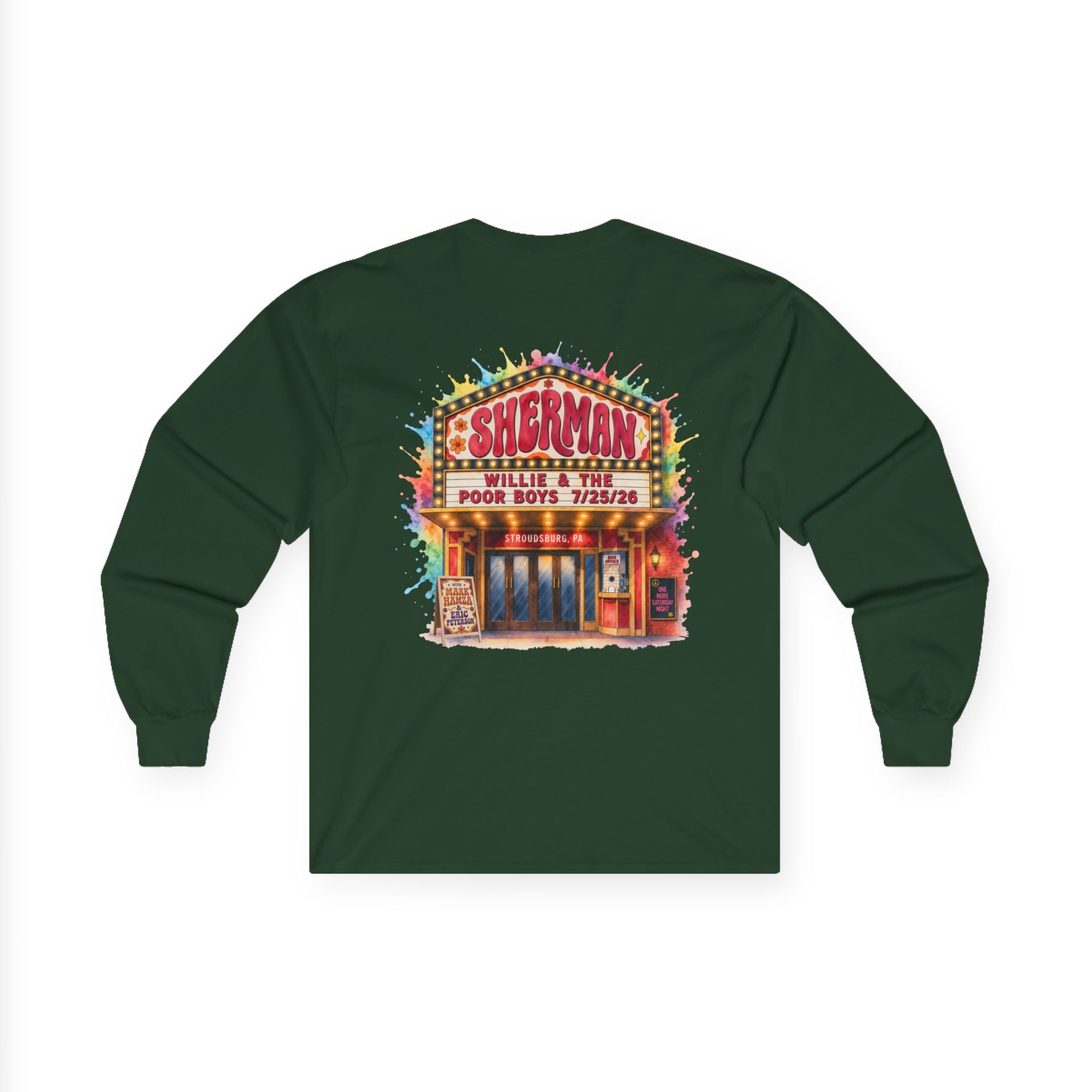 Medium Weight Long Sleeve Tee - Willie & The Poor Boys Sherman Reunion Artwork