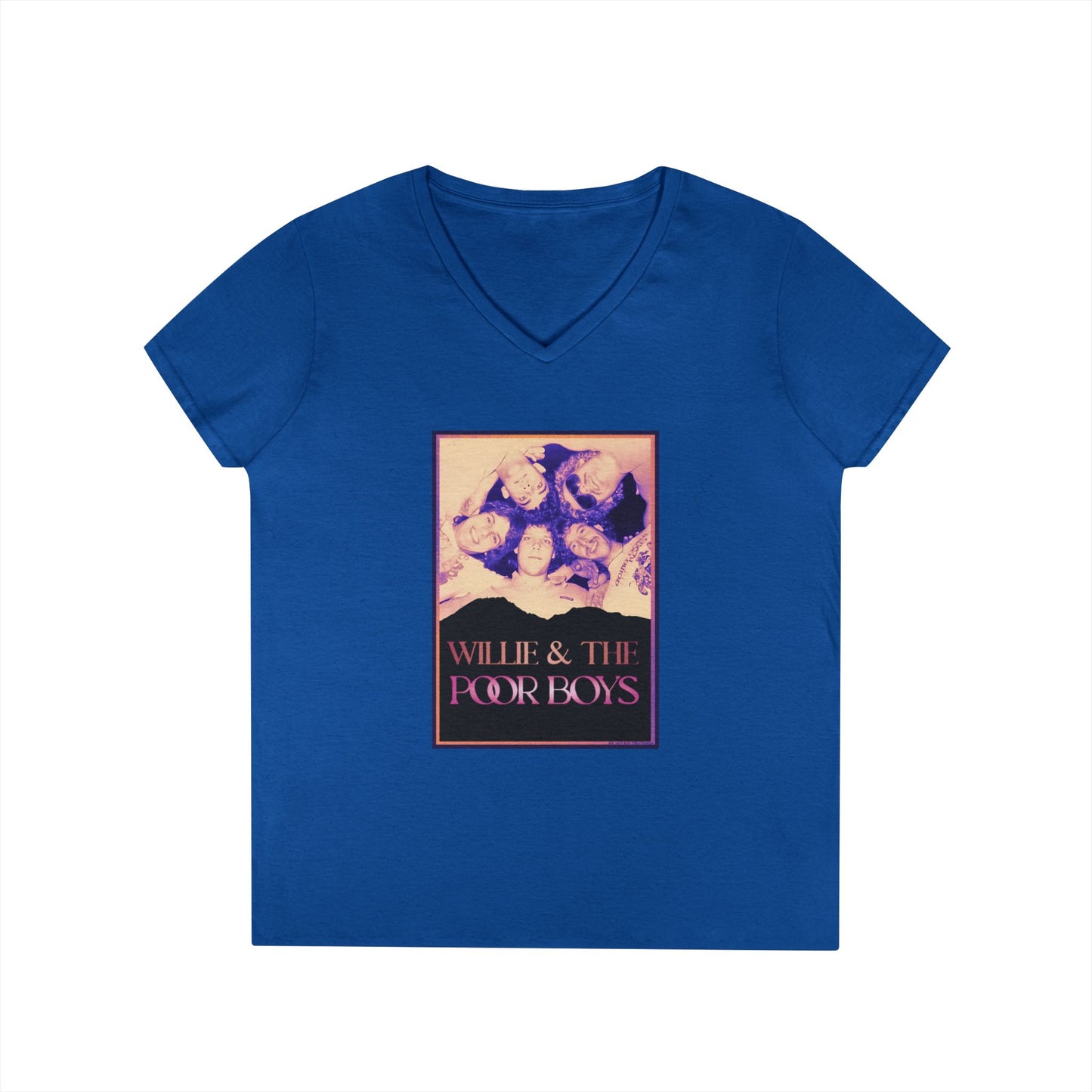 Ladies' V-Neck – Vintage Band Photo Front & 40 Years of Music & Memories Back (Various Colors Available)