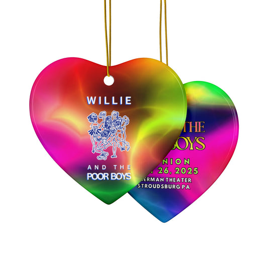 Double-Sided Ceramic Keepsake Ornament  - Willie & The Poor Boys Logo (Circle, Heart, Star, Snowflake)