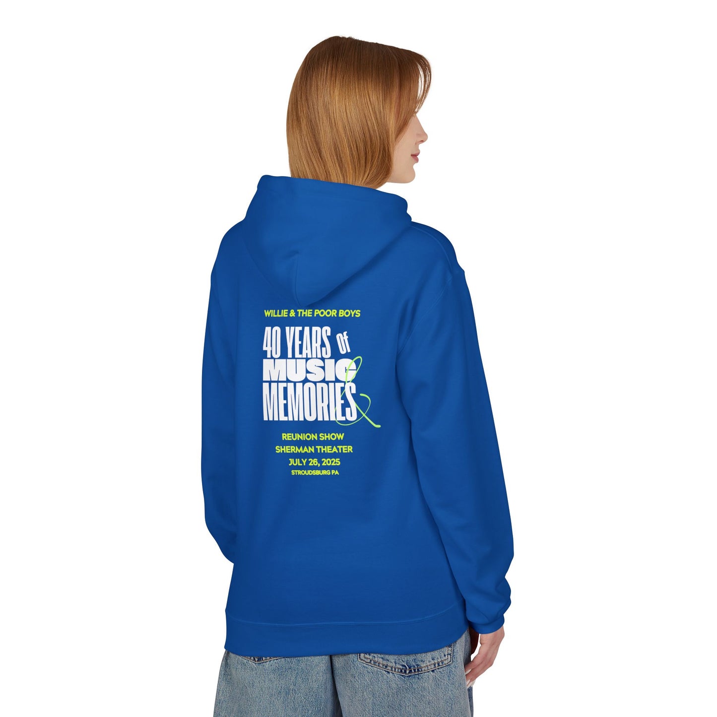 Unisex Reunion Hoodie – 40 Years of Music & Memories with Front Logo (Various Colors Available)