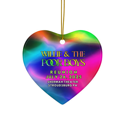 Double-Sided Ceramic Keepsake Ornament  - Willie & The Poor Boys Logo (Circle, Heart, Star, Snowflake)