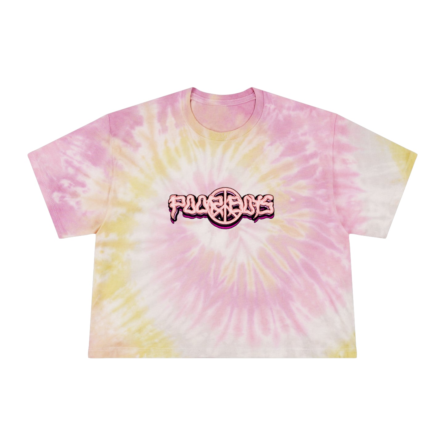 Tie Dye Crop Tee "One More Saturday Night" with Vintage Band Photo Back & Poor Boys Logo Front (3 colors available)