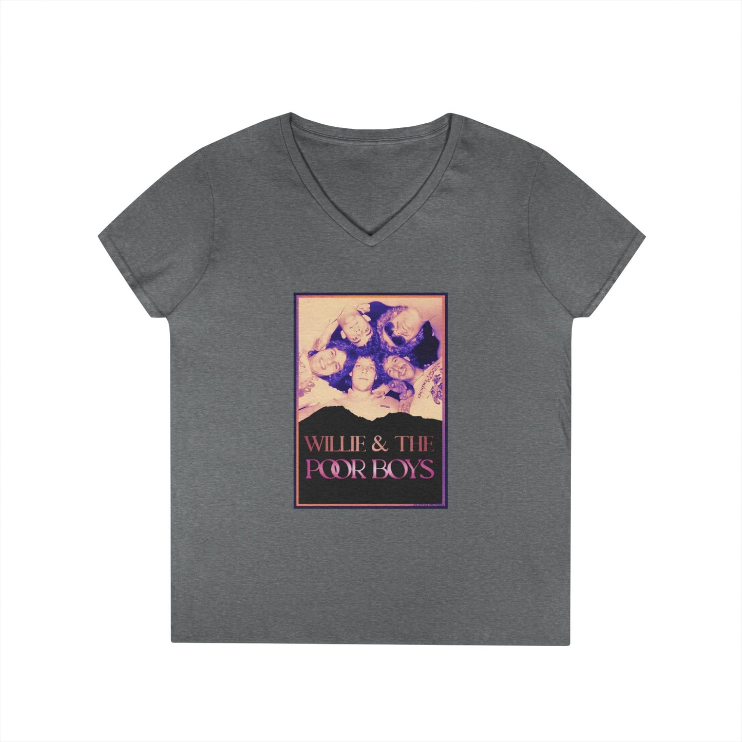 Ladies' V-Neck – Vintage Band Photo Front & 40 Years of Music & Memories Back (Various Colors Available)