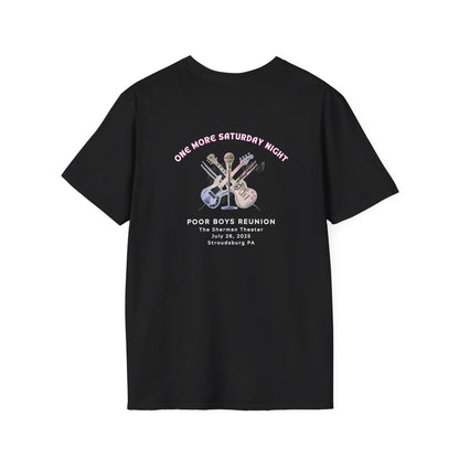 Copy of Solid Colors "One More Saturday Night" with Instruments Artwork Back & Logo Front - Softstyle T-Shirt (Various Colors Available)