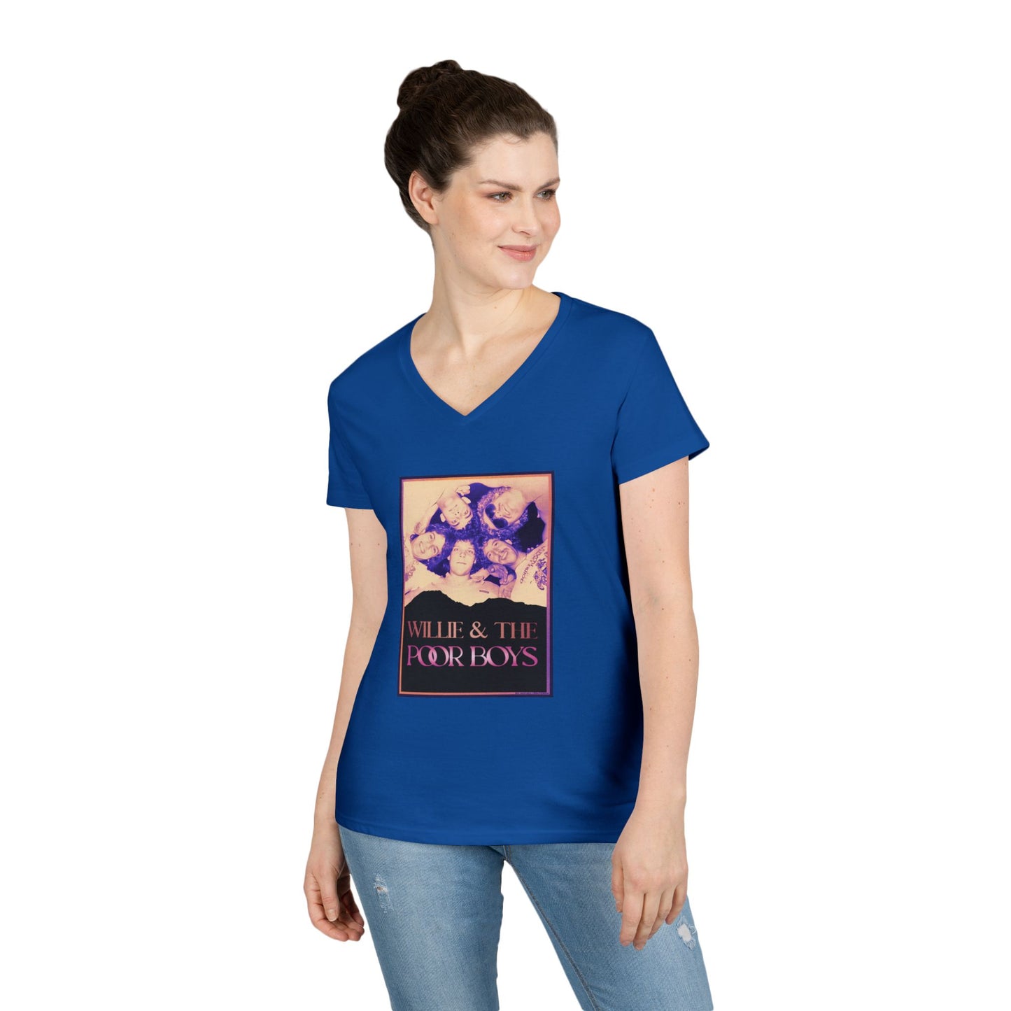 Ladies' V-Neck – Vintage Band Photo Front & 40 Years of Music & Memories Back (Various Colors Available)