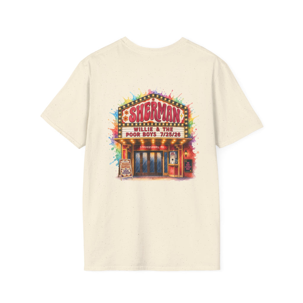 Unisex Willie & The Poor Boys Color Splash Sherman Reunion 2026 Sherman Theater Softstyle T-Shirt