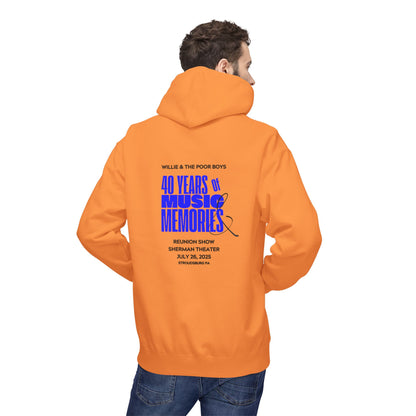 Unisex Reunion Hoodie – Poor Boys Logo Front with 40 Years of Music & Memories Back (Various Colors Available)