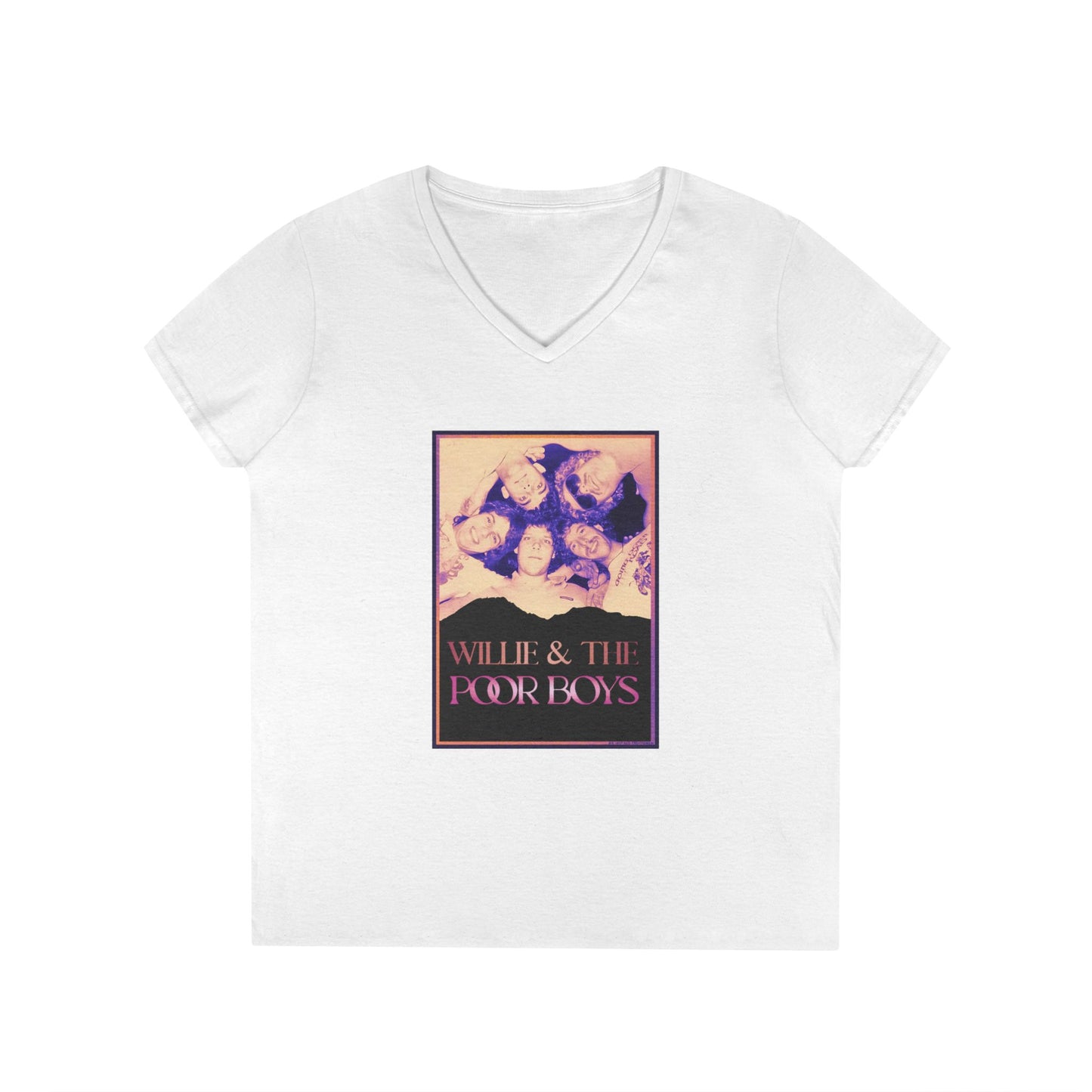 Ladies' V-Neck – Vintage Band Photo Front & 40 Years of Music & Memories Back (Various Colors Available)