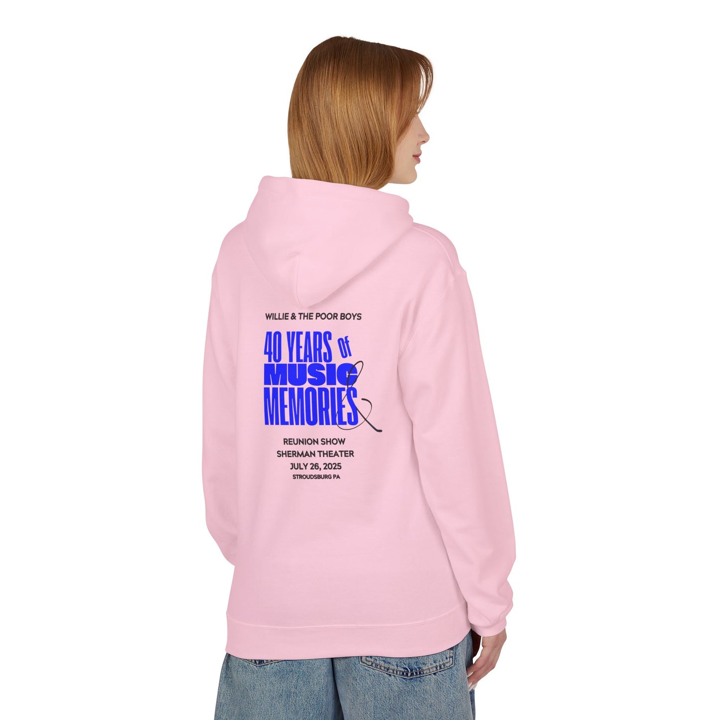Unisex Reunion Hoodie – Poor Boys Logo Front with 40 Years of Music & Memories Back (Various Colors Available)